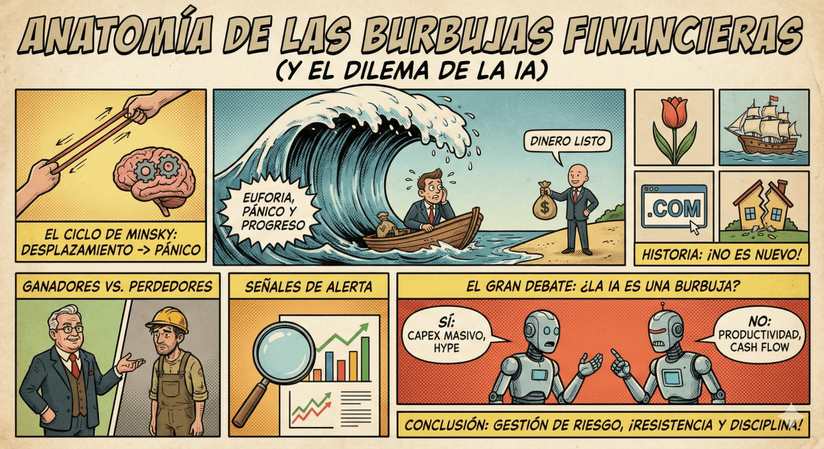 (106) Euforia, pánico y progreso: anatomía de las burbujas financieras (y el dilema de la&nbsp;IA)